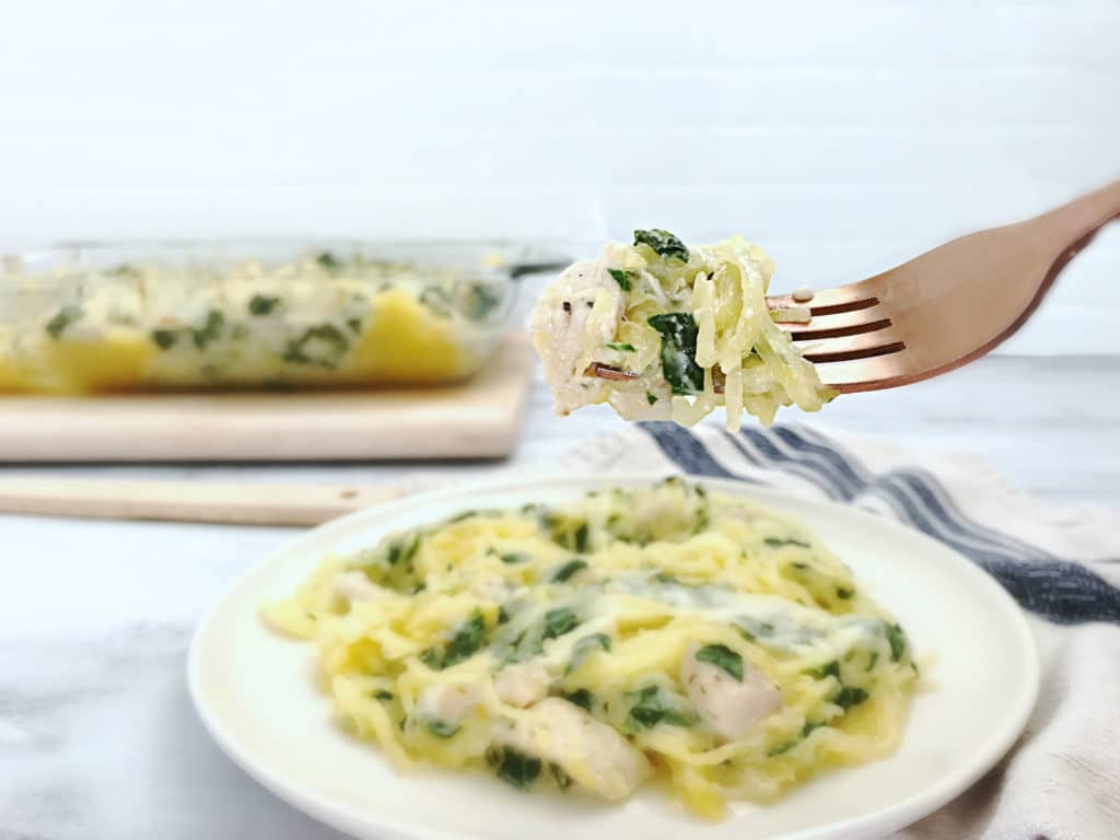 Garlic Chicken and Spinach Spaghetti Squash - Your Choice Nutrition